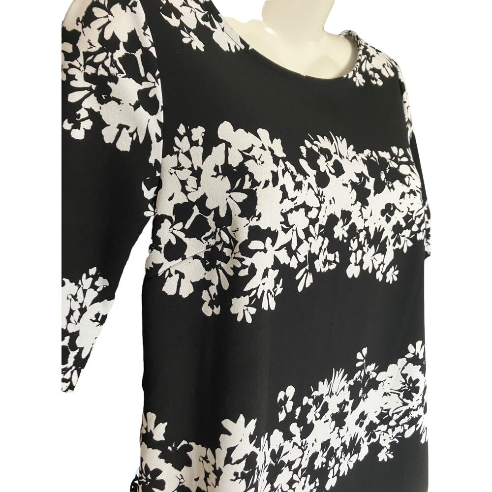 Banana Republic Women's Black w/ White Floral Day Shift Dress | Size 4 - Picture 5 of 11